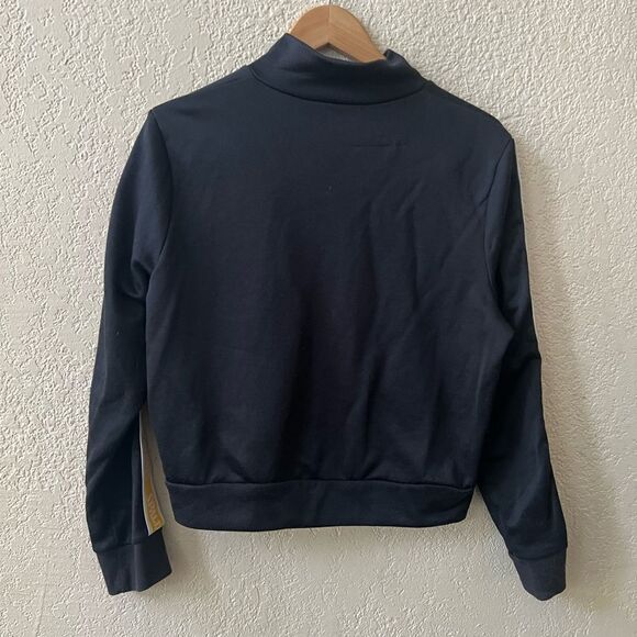 Spalding Track Jacket Sz Large Full Zip Cropped Logo Sleevees Black Yellow - Picture 3 of 7